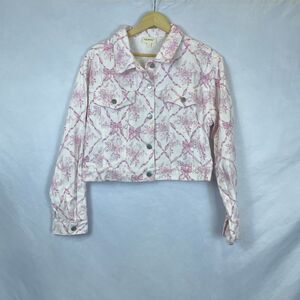 Rareraw Cosette Bow & Floral Demin Jacket Pink/White